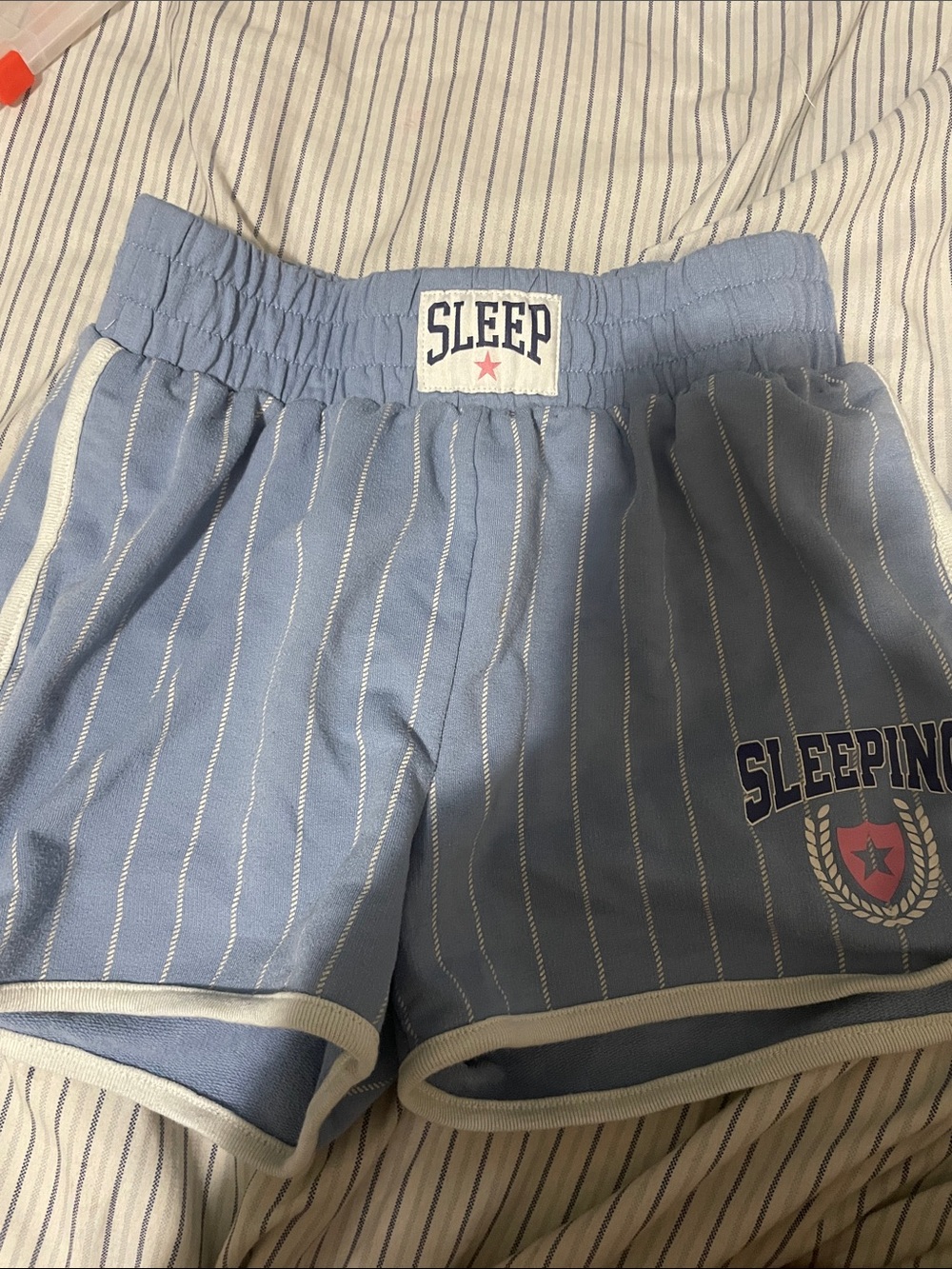 NOBO Light Blue Pinstripe Sleep Shorts